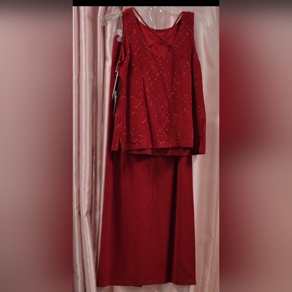 Size 6 2 piece red with sparkle skirt set. Nwt